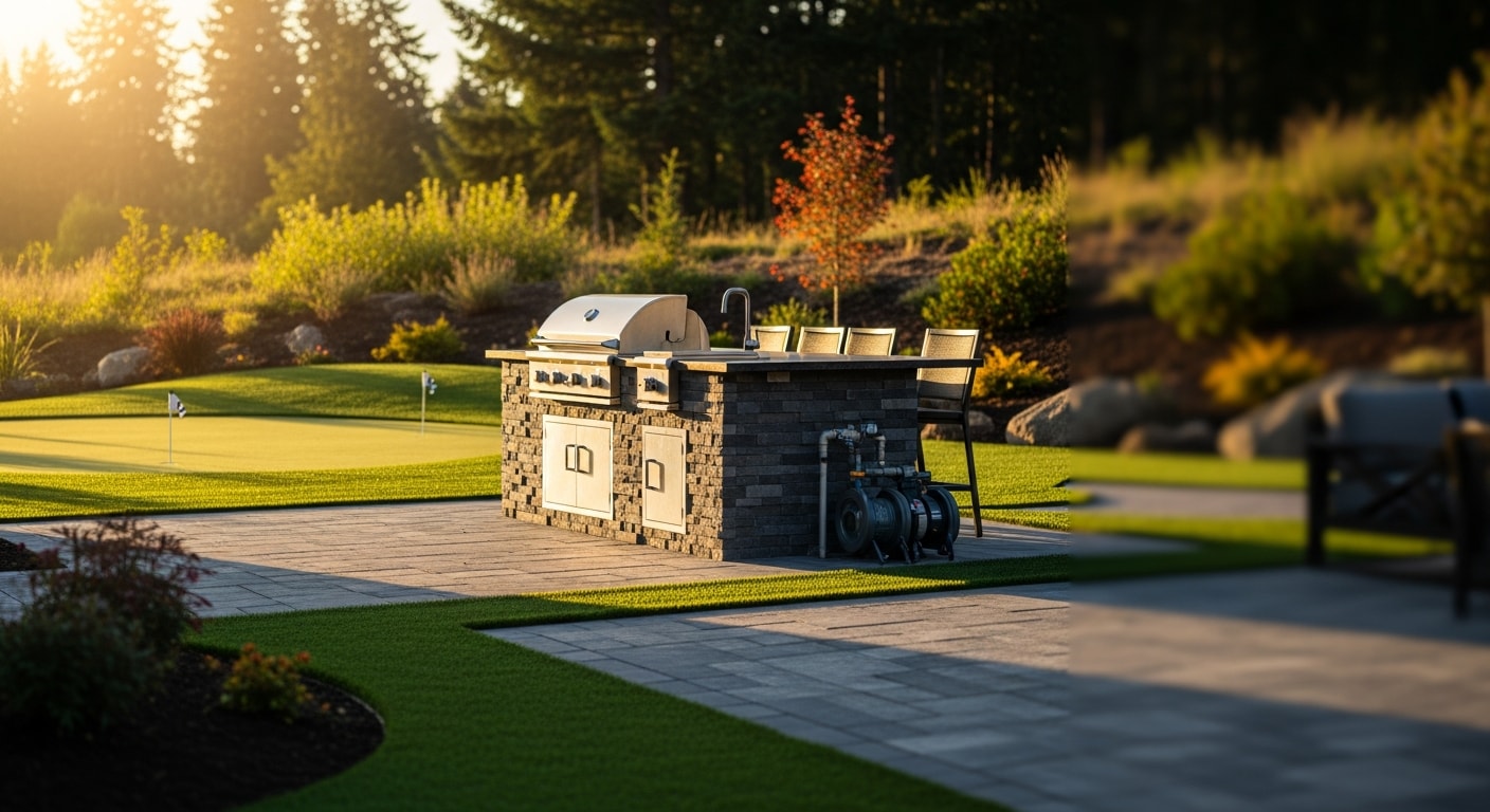 Outdoor kitchen and entertainment space installation