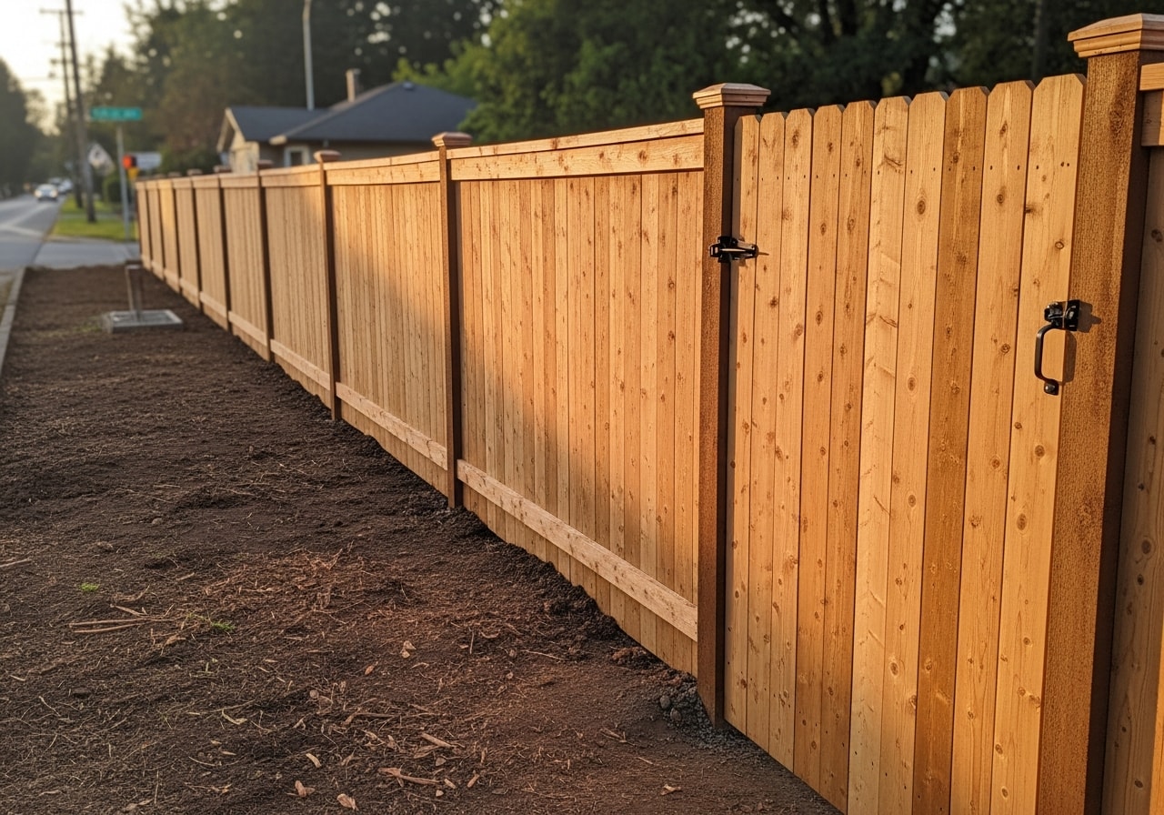 Cedar privacy fence with matching gate in Gresham